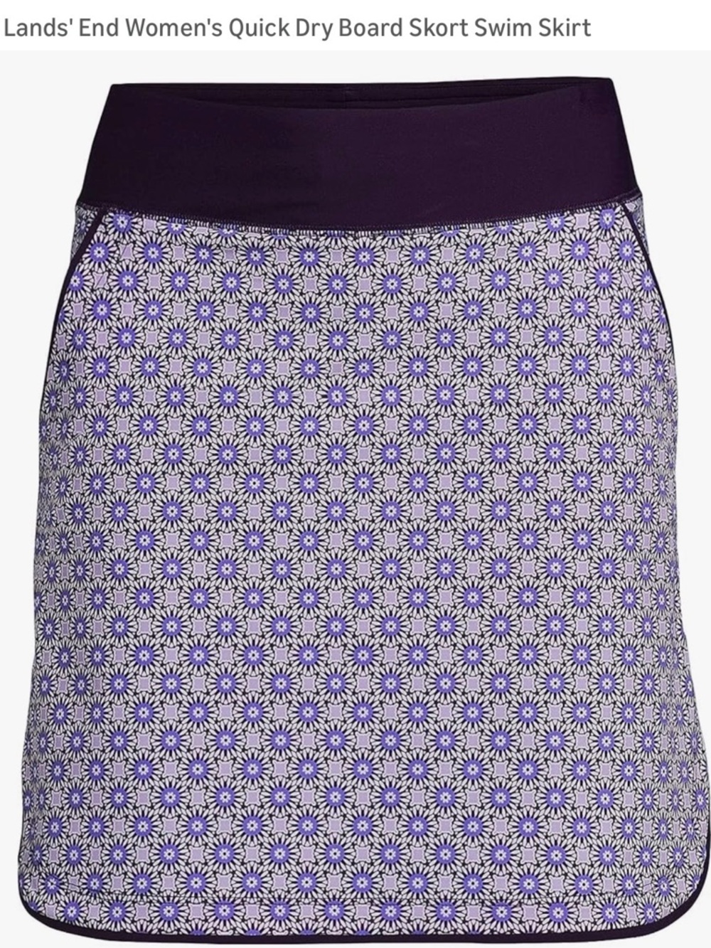 Lands' End Women's Quick Dry Swim Skort- Size 12 - BlackBerry Medallion - Picture 9 of 9